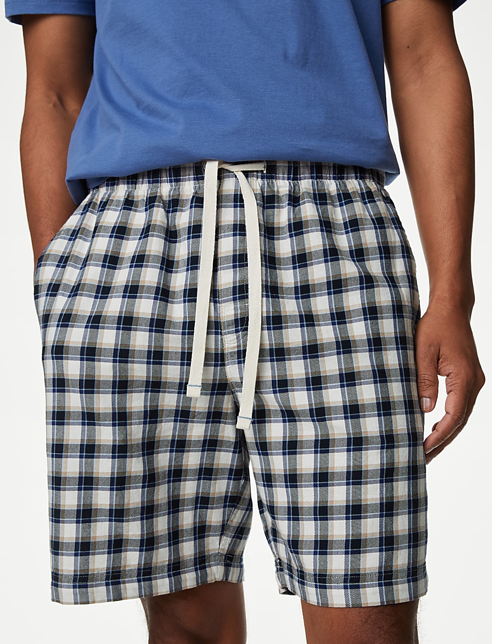 Pure Cotton Checked Loungewear Shorts