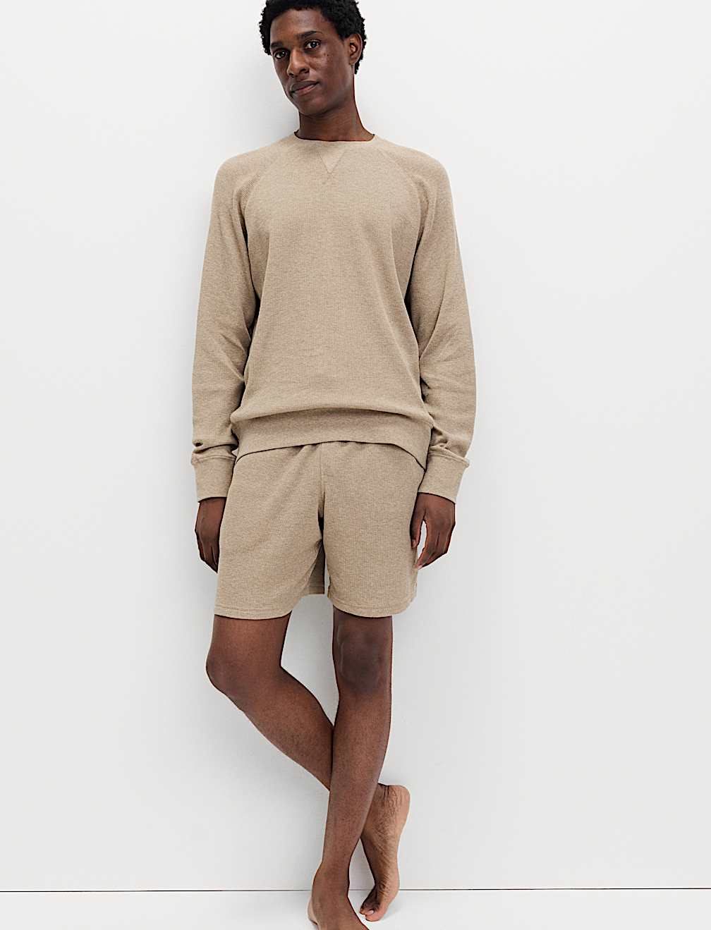 Pure Cotton Waffle Loungewear Sweatshirt