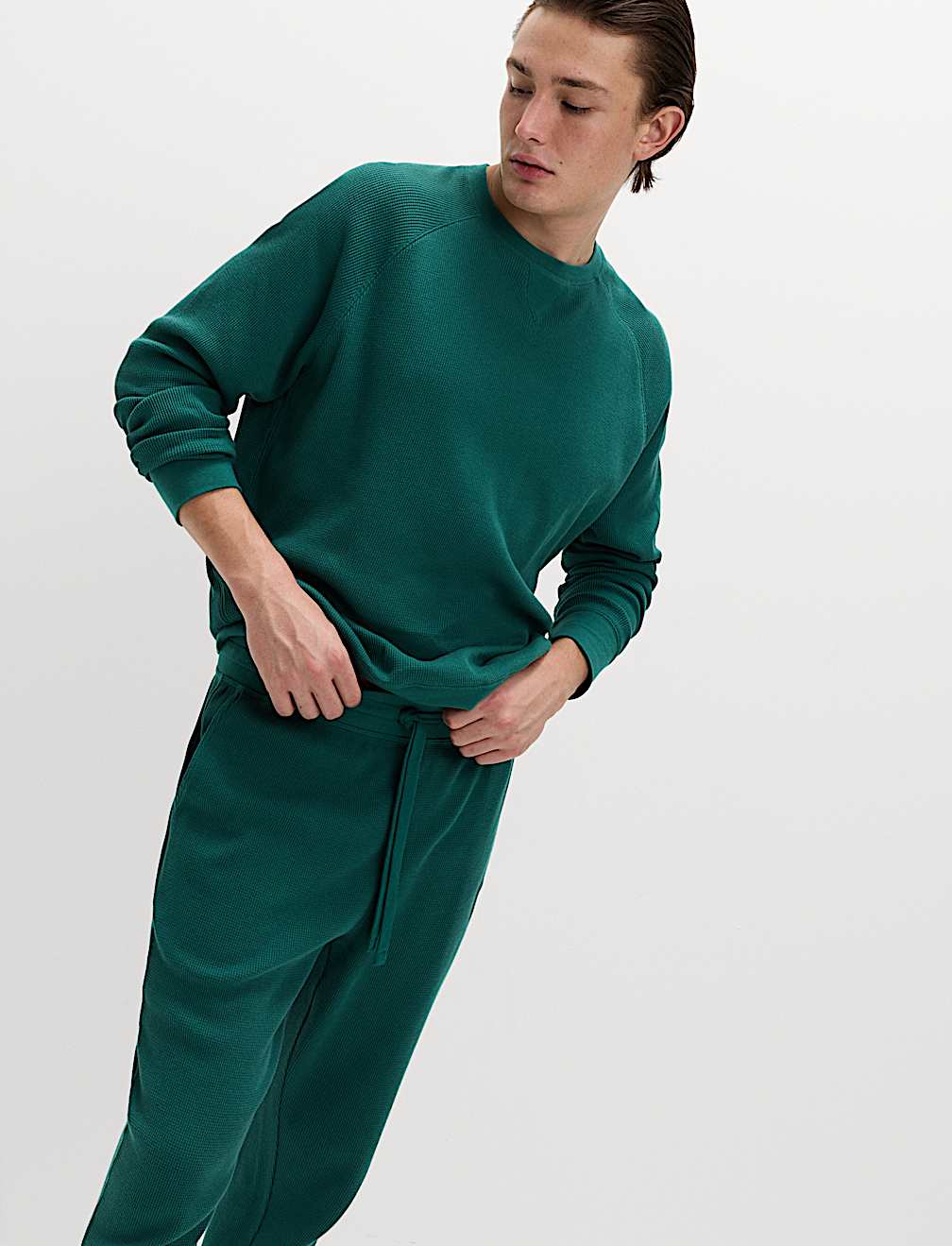 Pure Cotton Waffle Loungewear Sweatshirt