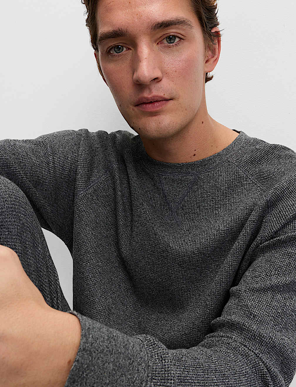 Pure Cotton Waffle Loungewear Sweatshirt