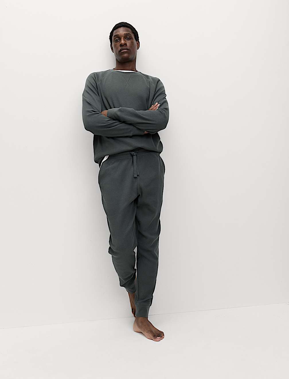 Pure Cotton Waffle Loungewear Sweatshirt