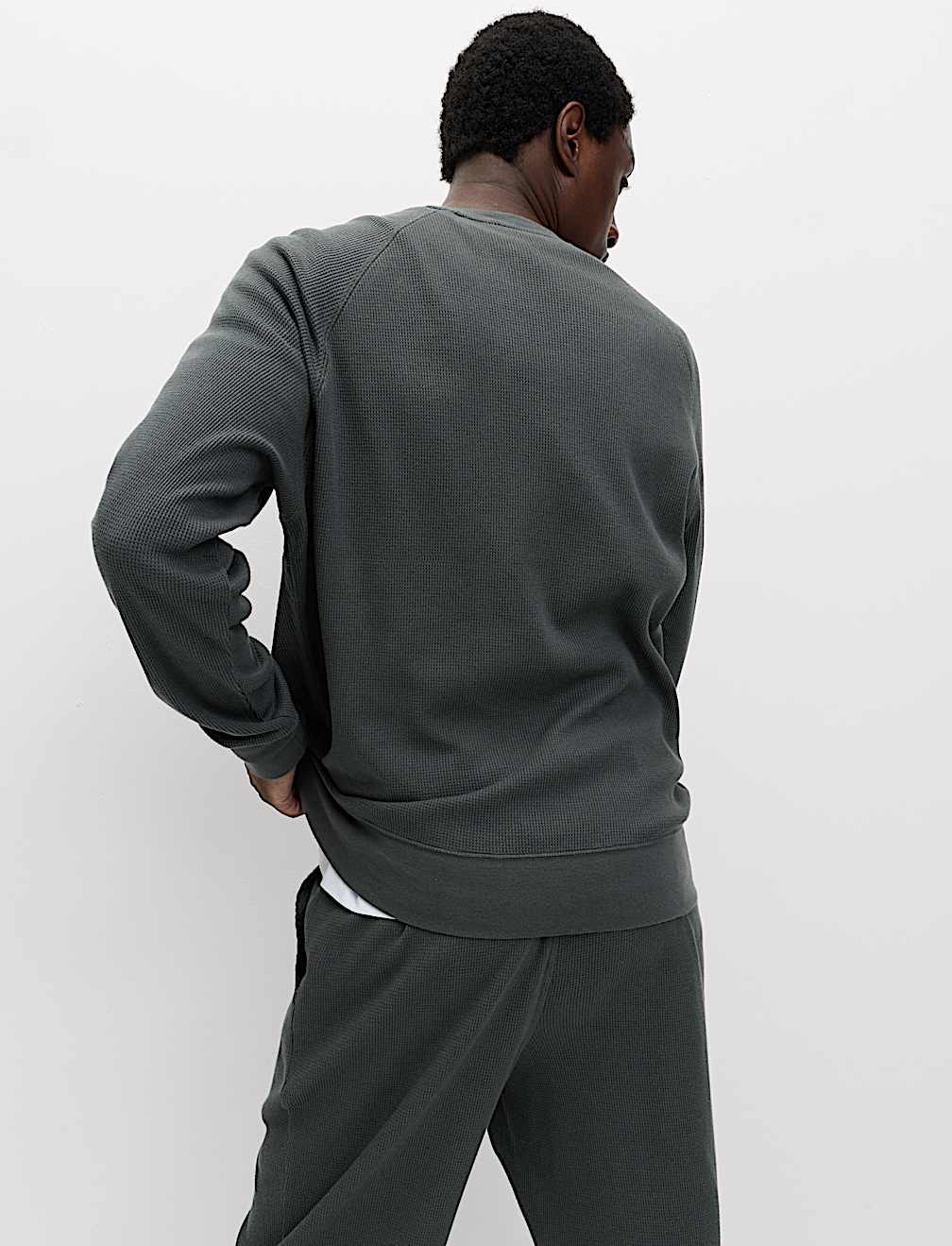 Pure Cotton Waffle Loungewear Sweatshirt