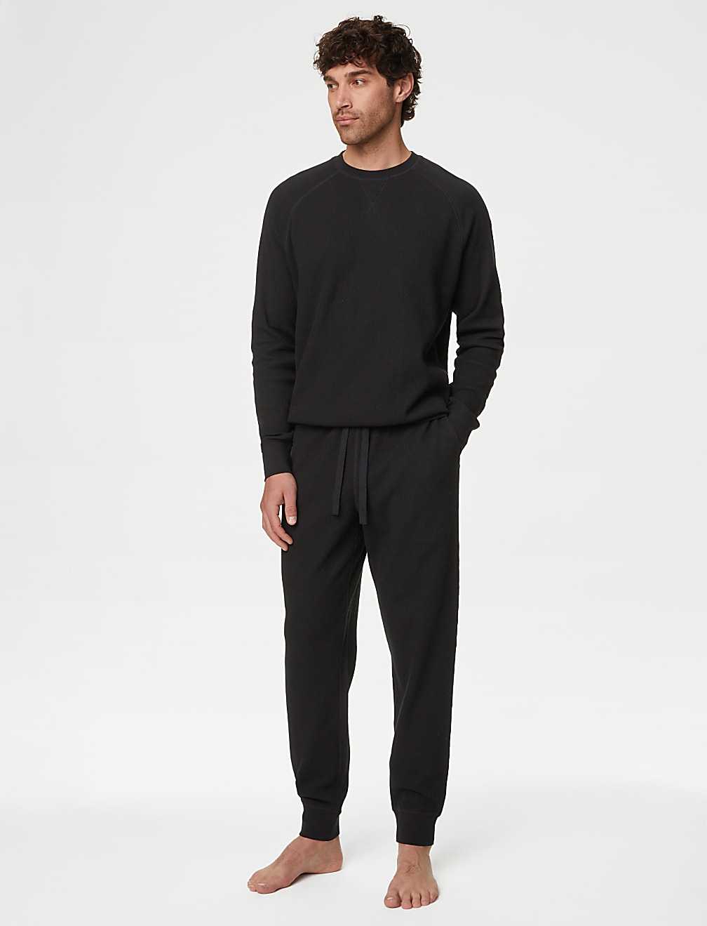 Pure Cotton Waffle Loungewear Sweatshirt