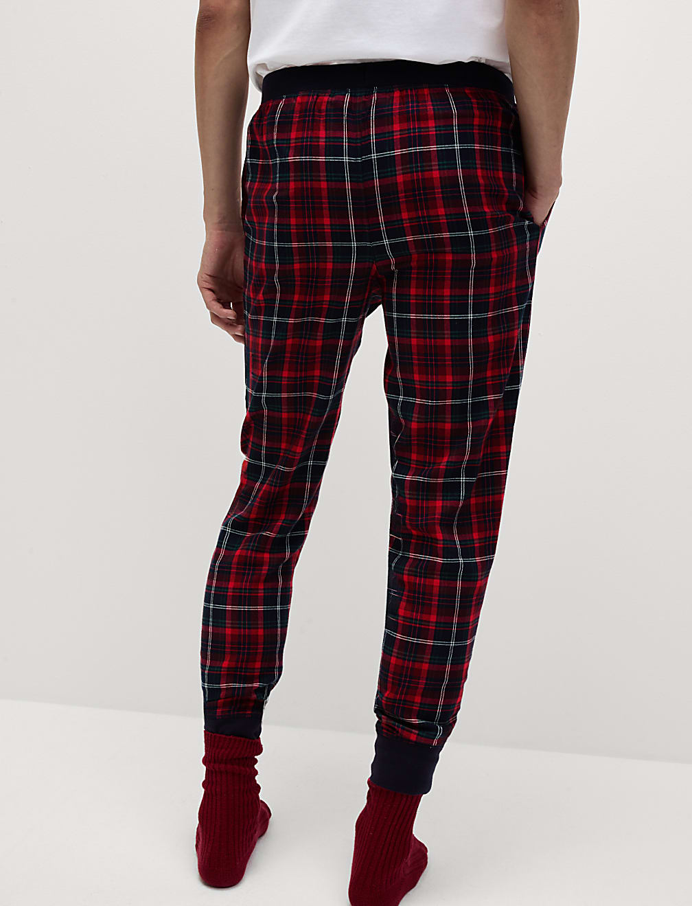 Brushed Cotton Rich Checked Jogger Bottoms