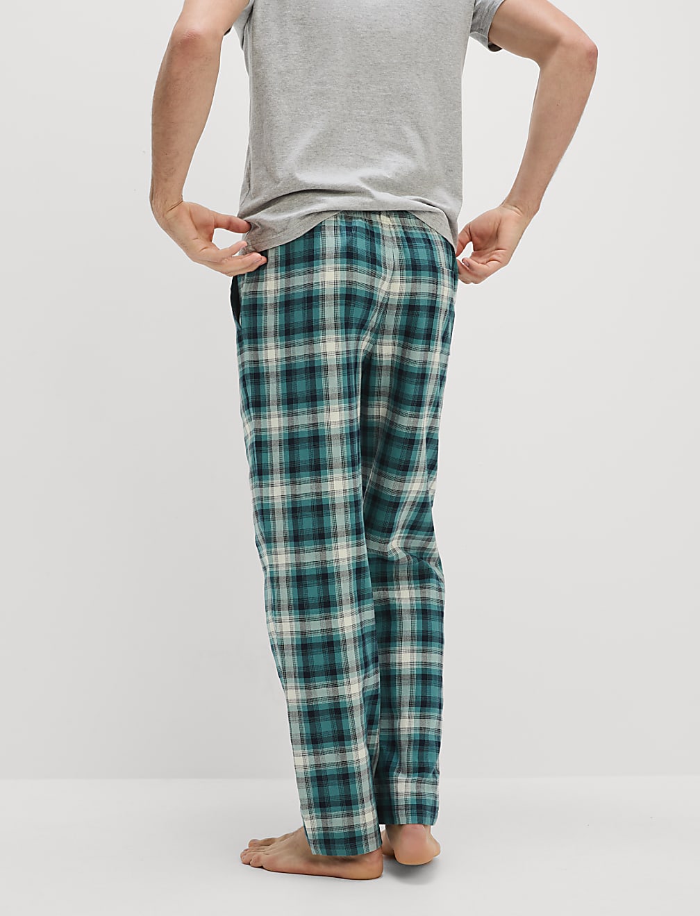 Pure Cotton Checked Loungewear Bottoms