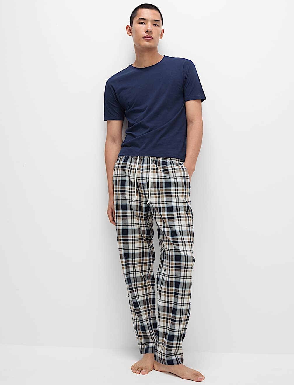 Pure Cotton Checked Loungewear Bottoms