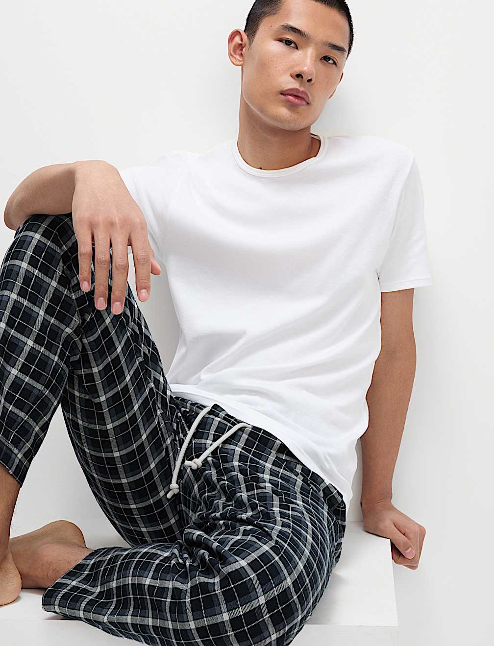 Pure Cotton Checked Loungewear Bottoms