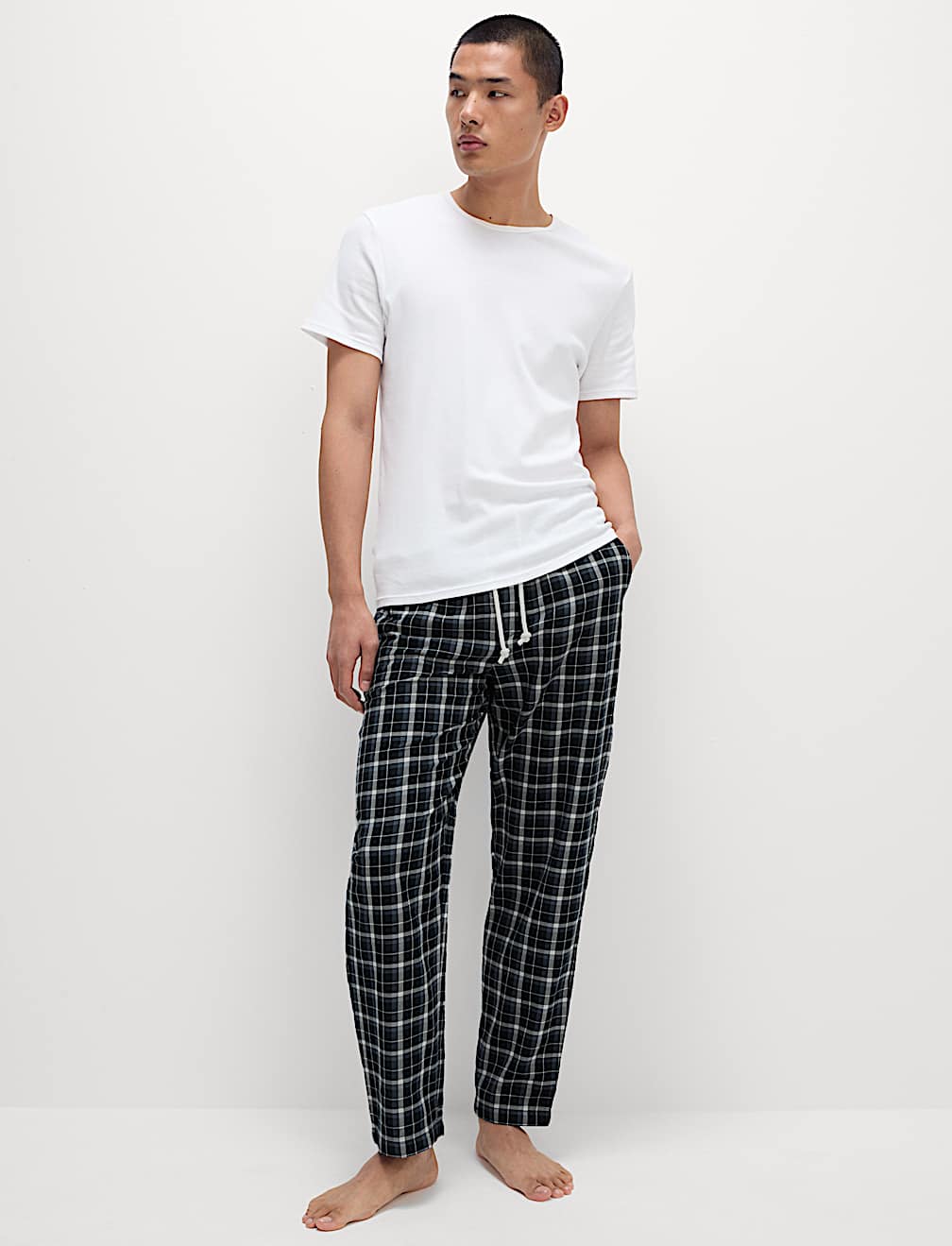 Pure Cotton Checked Loungewear Bottoms