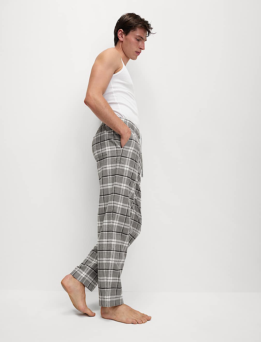 Pure Cotton Checked Loungewear Bottoms