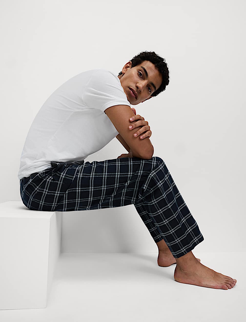 Pure Cotton Checked Pyjama Bottoms