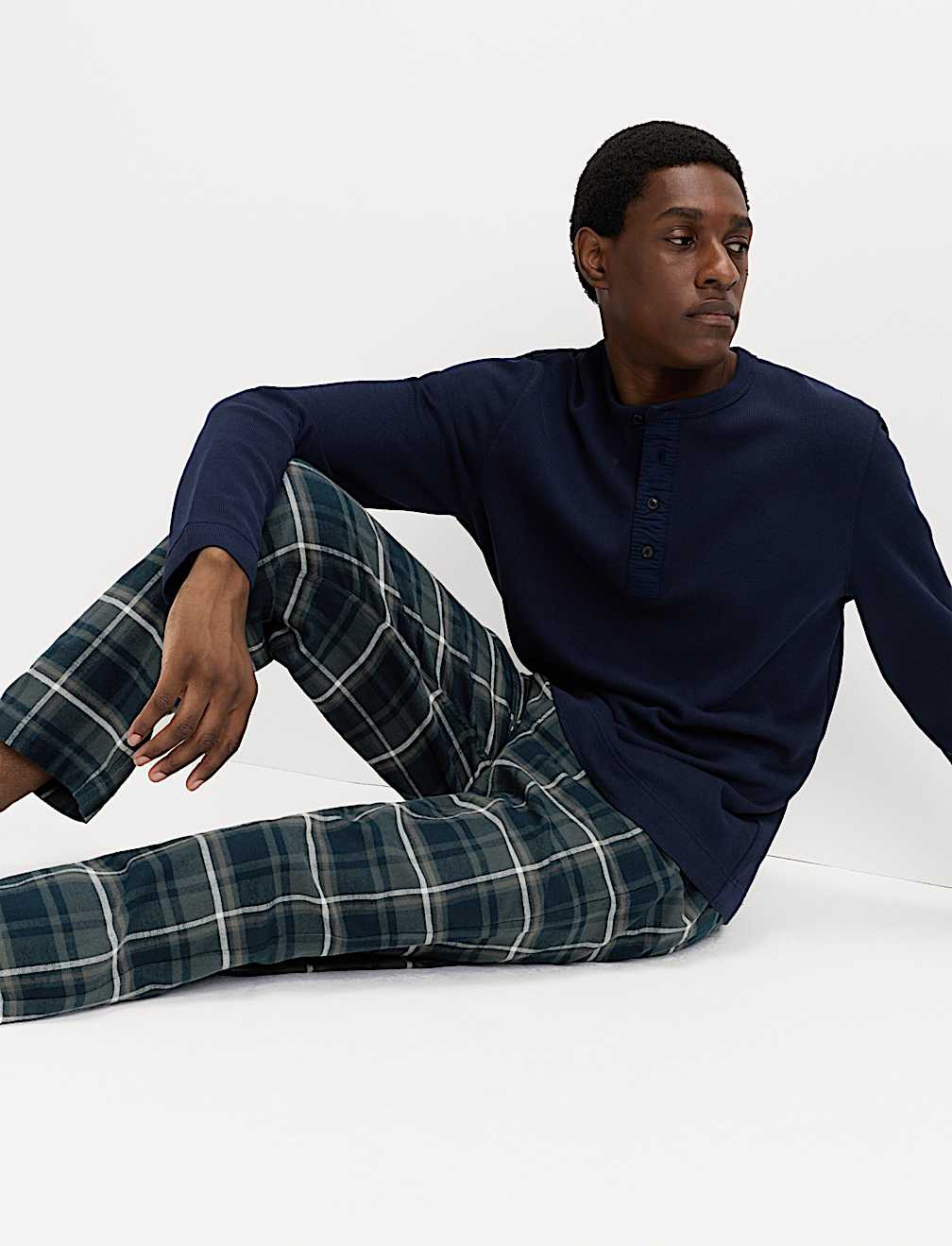 Pure Cotton Checked Loungewear Bottoms
