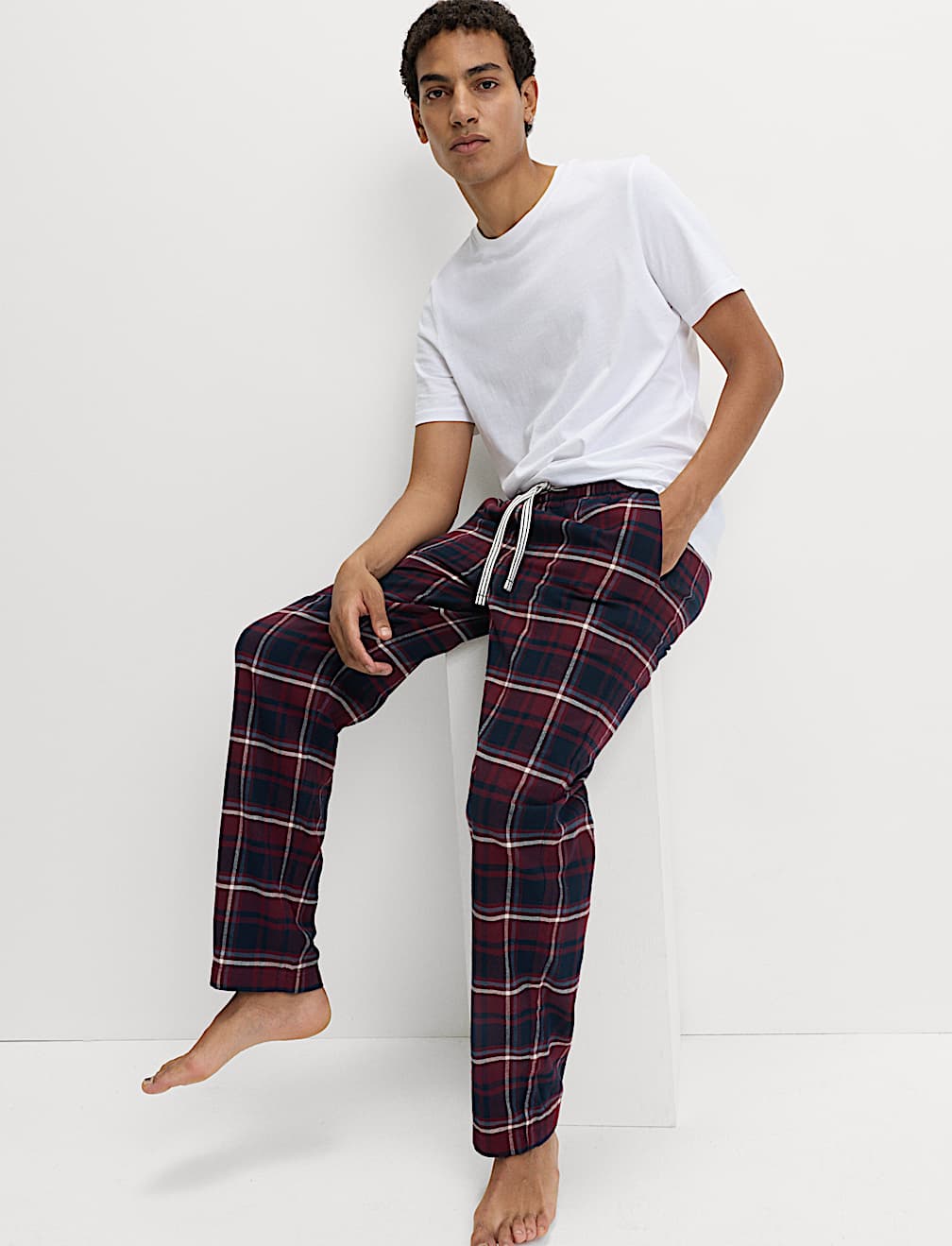 Pure Cotton Checked Loungewear Bottoms