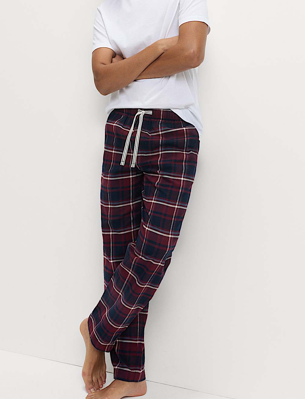 Pure Cotton Checked Loungewear Bottoms