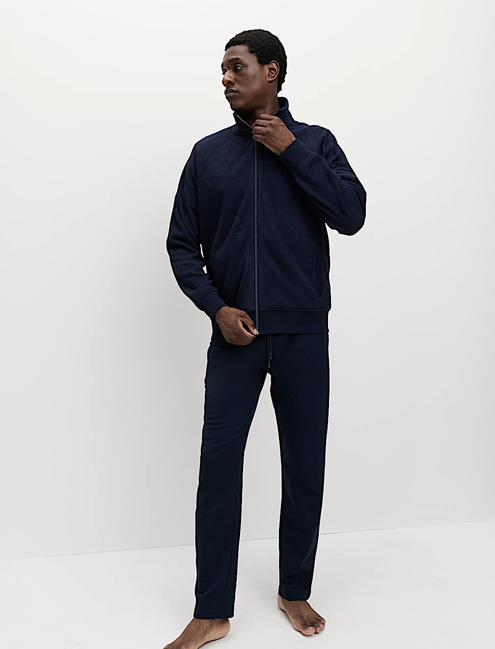 Fleece Zip Up Funnel Neck Loungewear Top