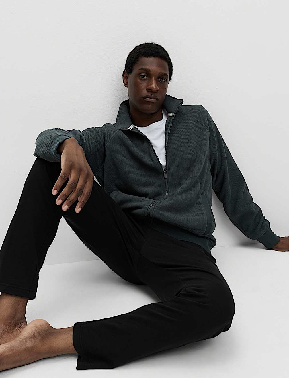 Fleece Zip Up Funnel Neck Loungewear Top