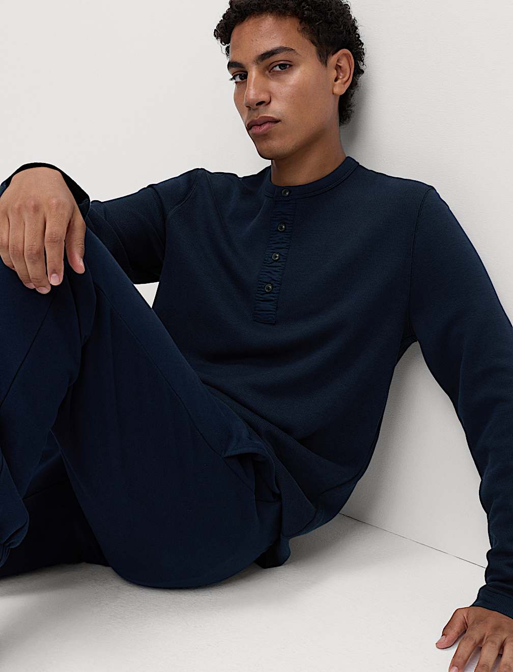 Cotton Rich Henley Loungewear Top