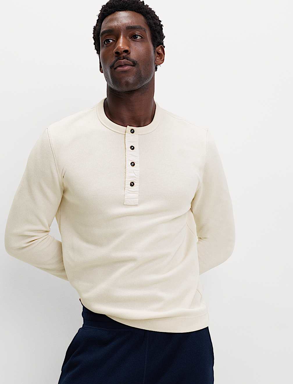 Cotton Rich Henley Loungewear Top