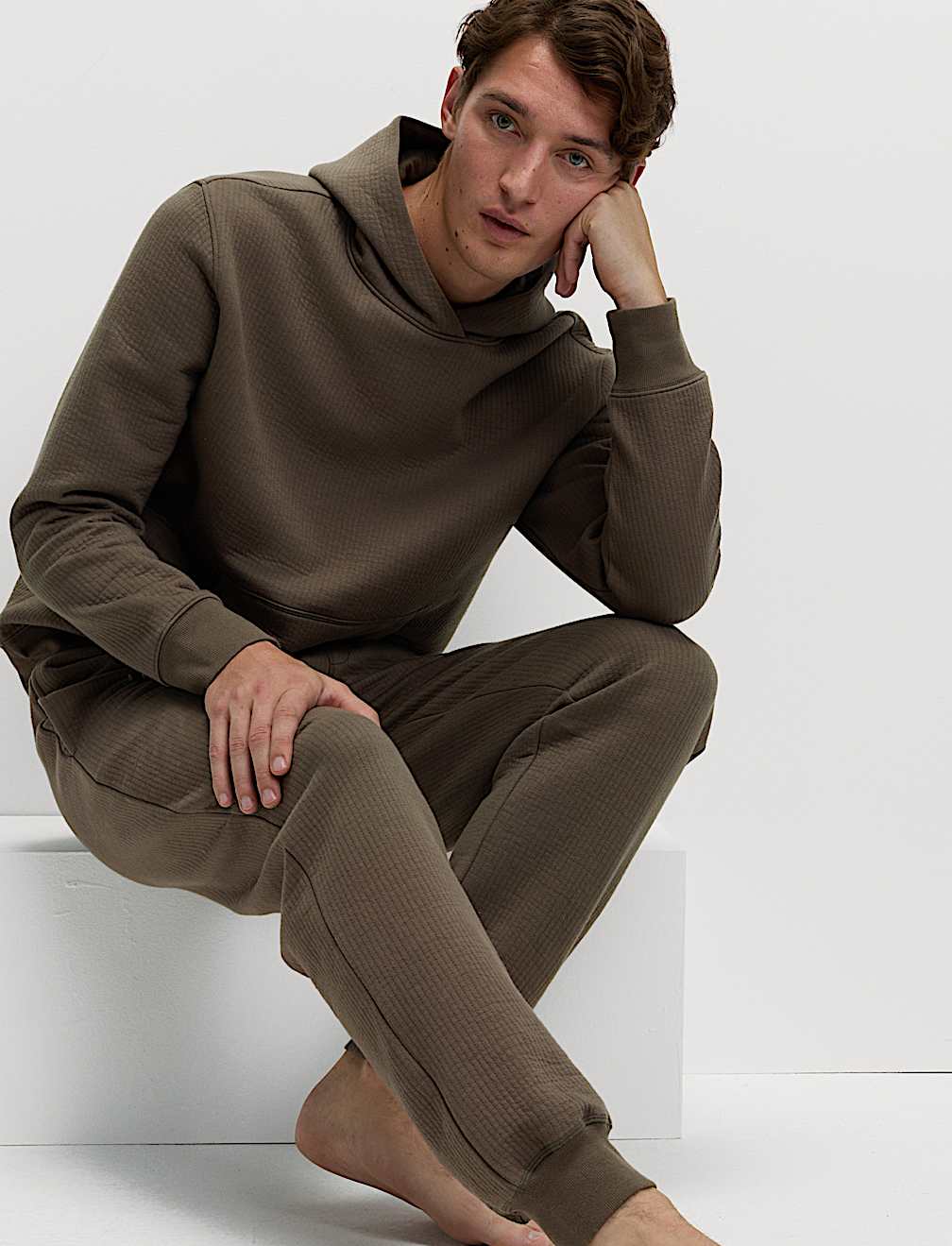 Cotton Rich Quilted Ribbed Joggers