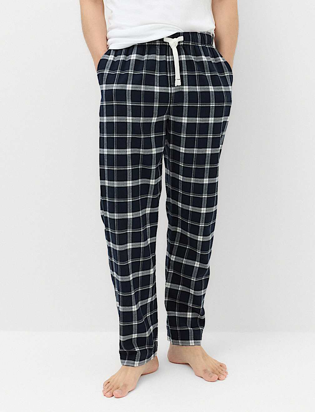 Pure Cotton Checked Loungewear Bottoms