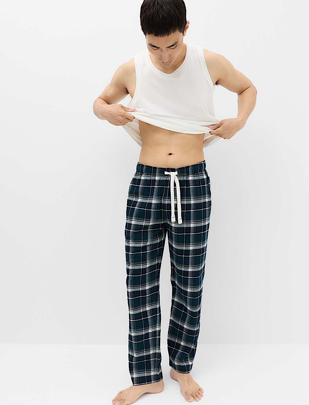 Pure Cotton Checked Loungewear Bottoms
