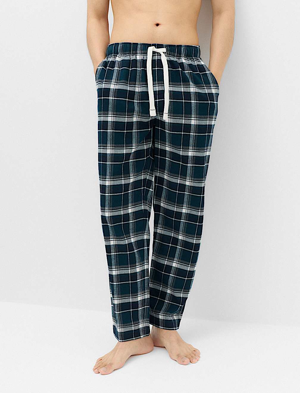 Pure Cotton Checked Loungewear Bottoms