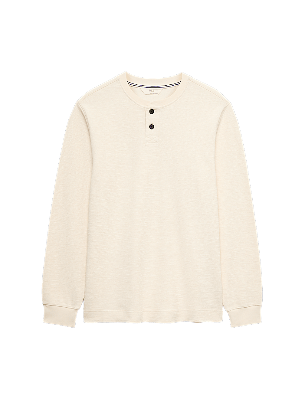 Cotton Rich Textured Henley Loungewear Top