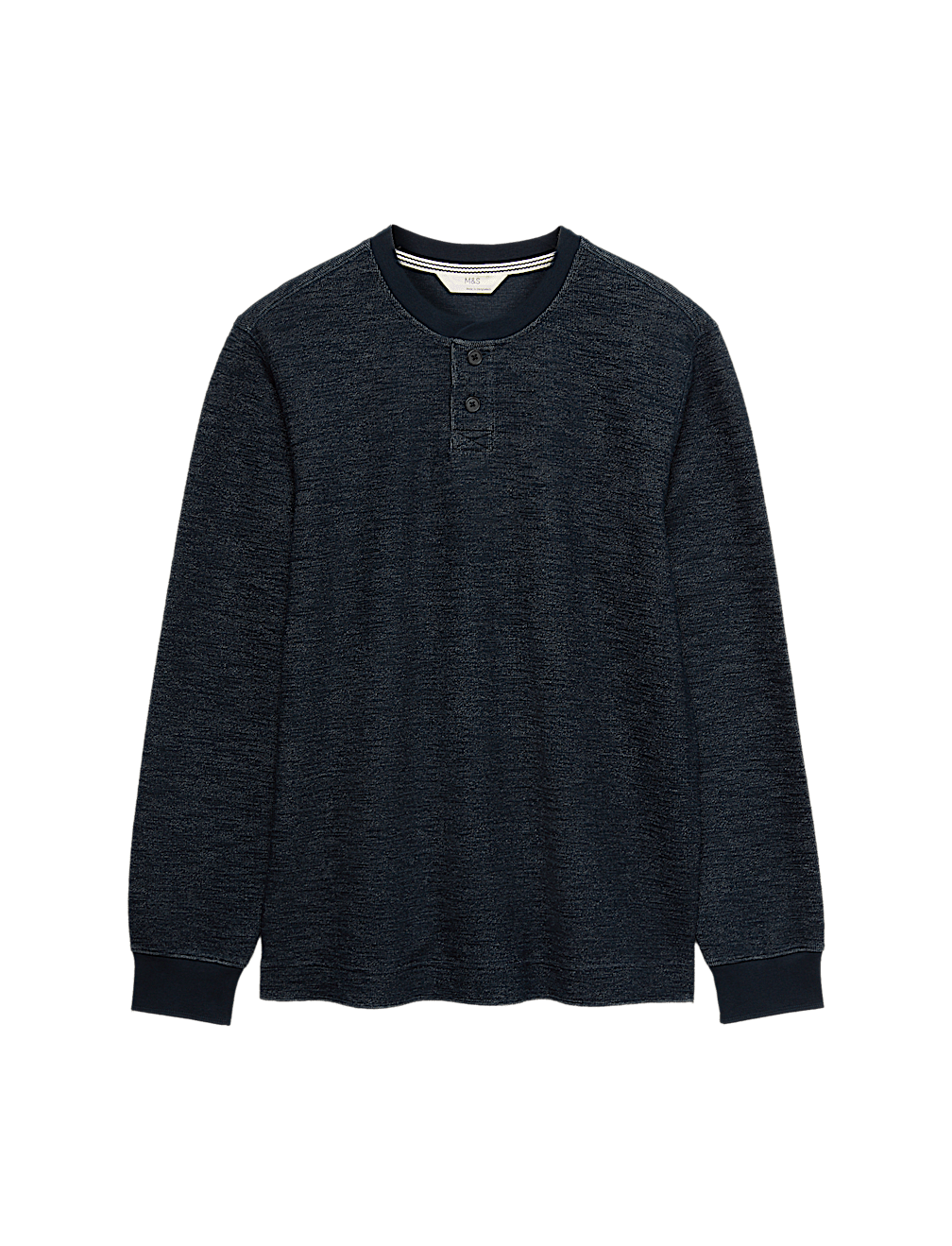 Cotton Rich Textured Henley Loungewear Top