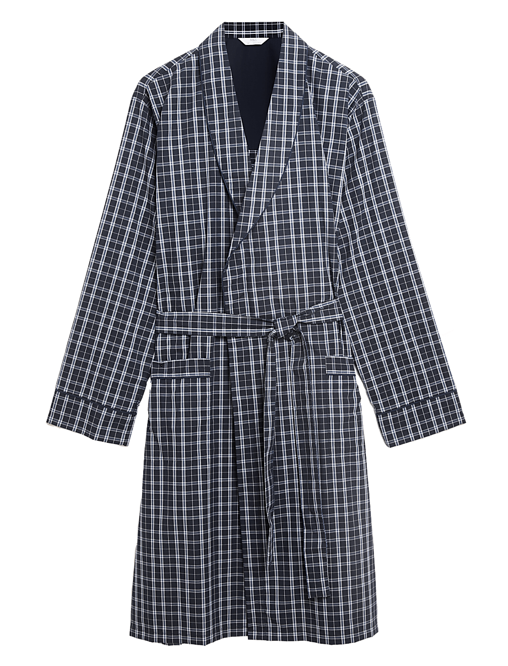 Cotton Blend Checked Dressing Gown