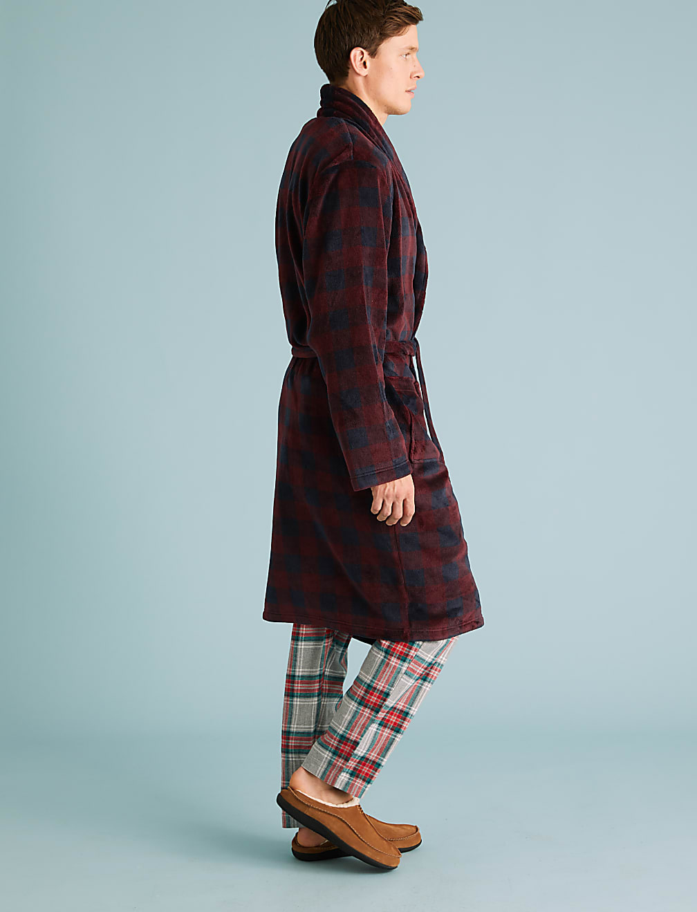 Fleece Checked Dressing Gown