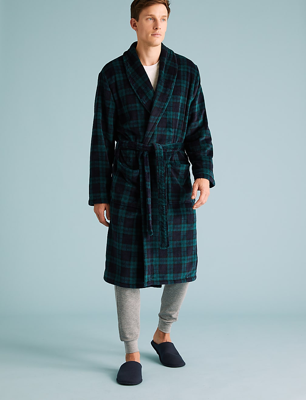 Fleece Checked Dressing Gown