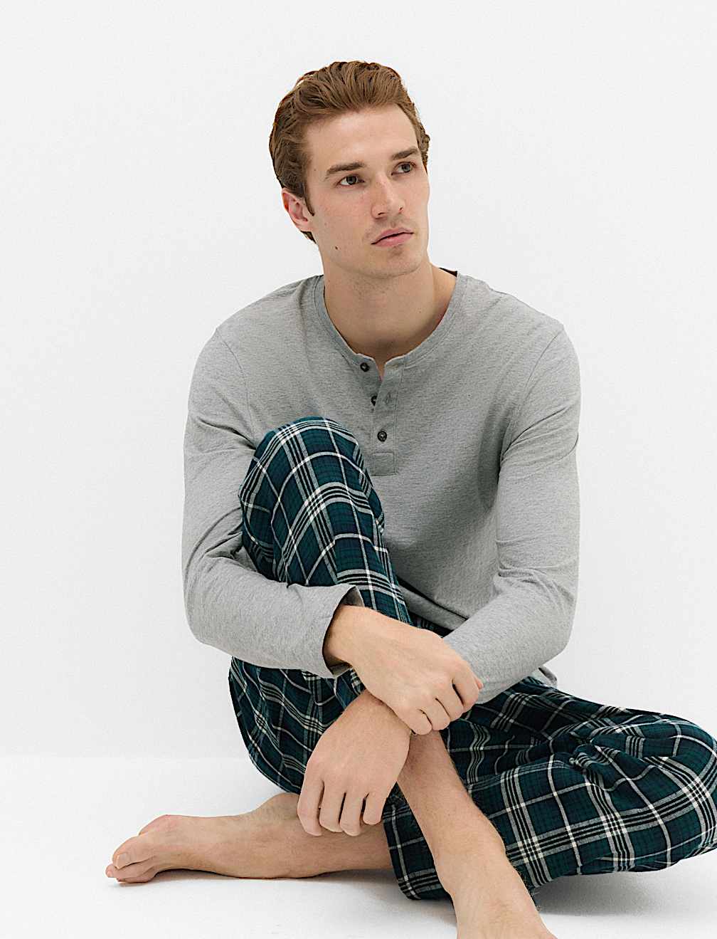 Pure Cotton Henley Check Pyjama Set