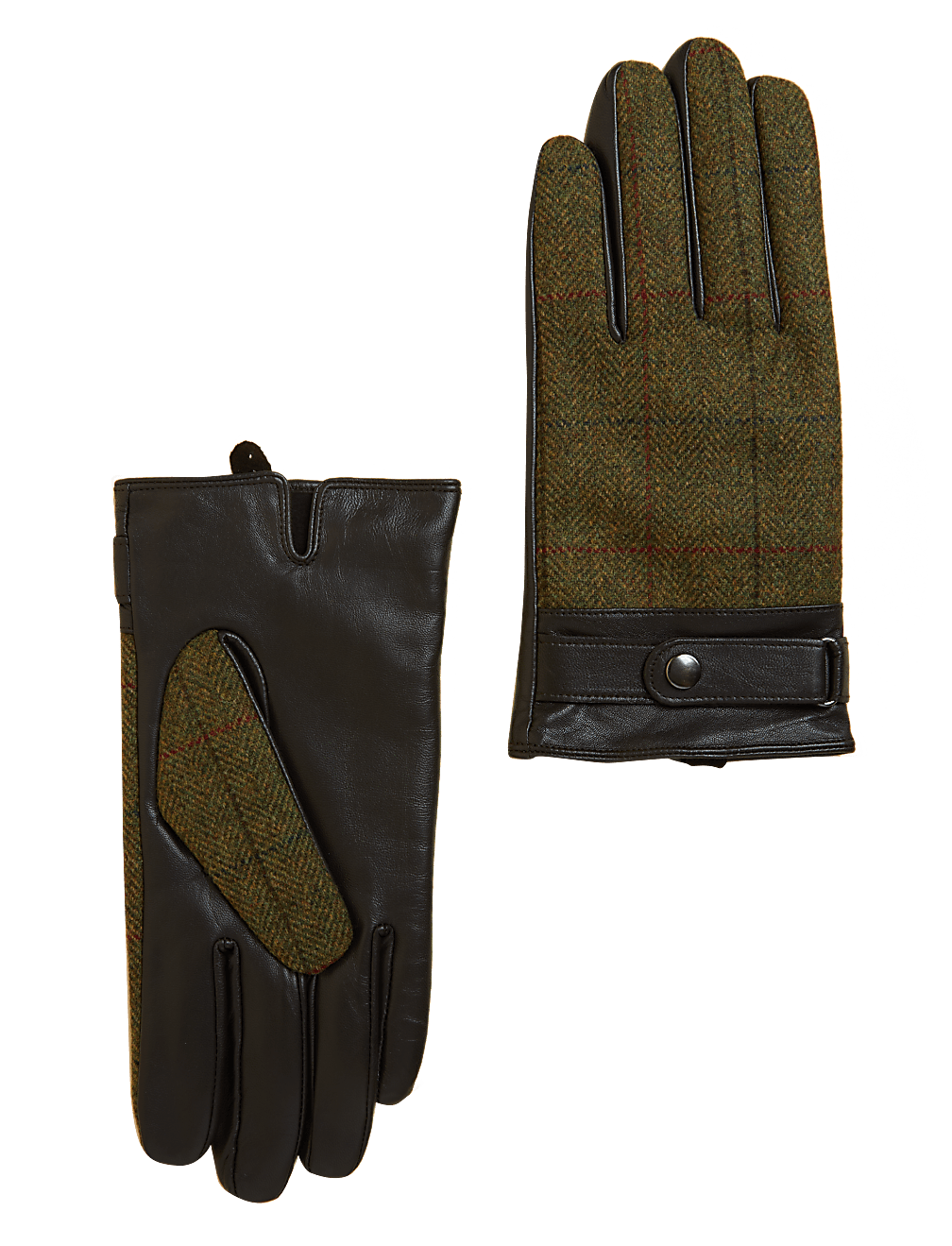 British Wool and Leather Herringbone Gloves