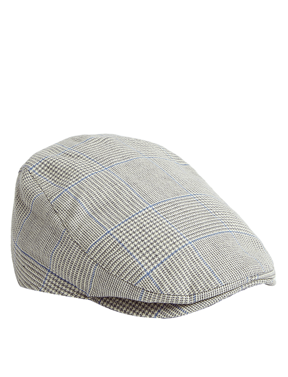 Linen Blend Checked Flat Cap