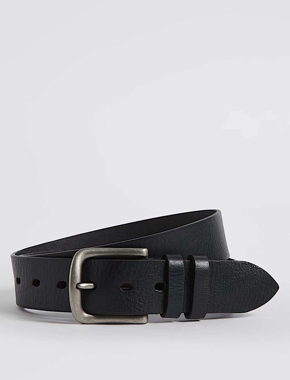 Leather Rectangular Buckle Denim Belt