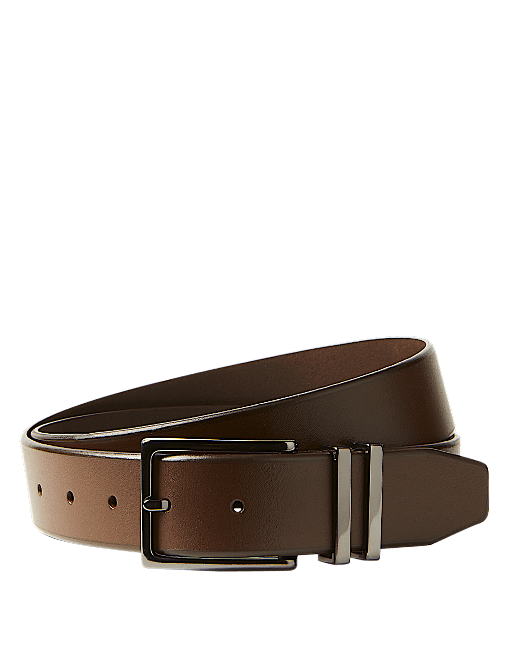 Leather Double Metal Keeper Smart Belt