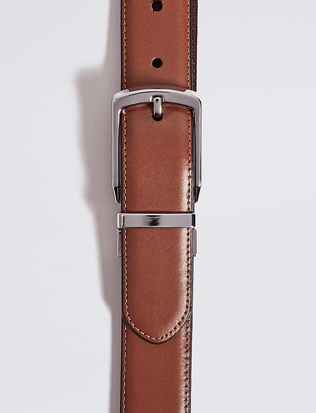 Leather Rectangular Buckle Reversible Belt