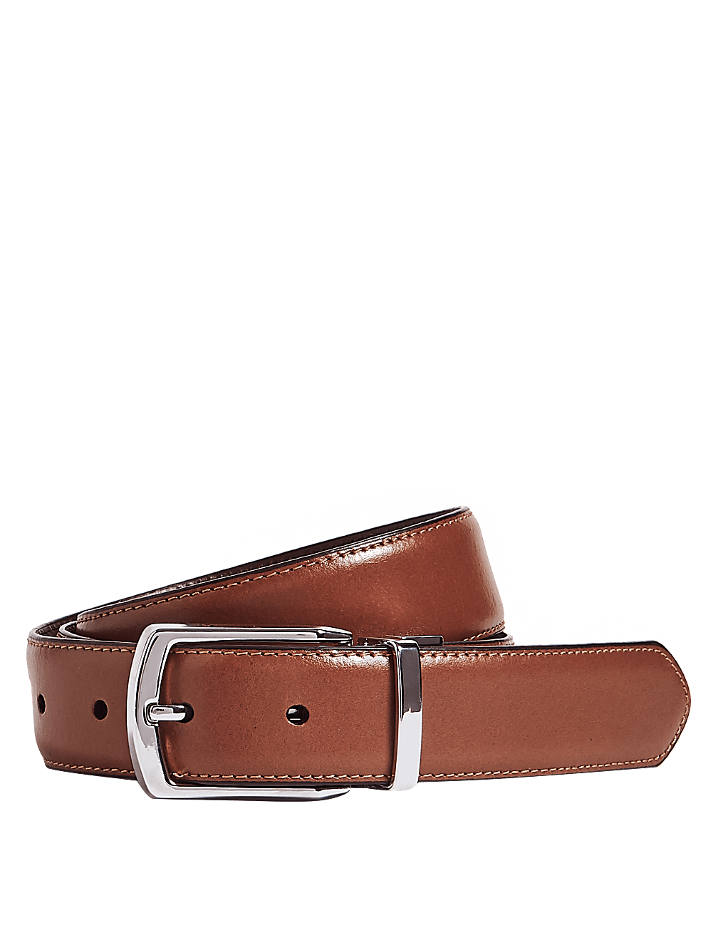 Leather Rectangular Buckle Reversible Belt