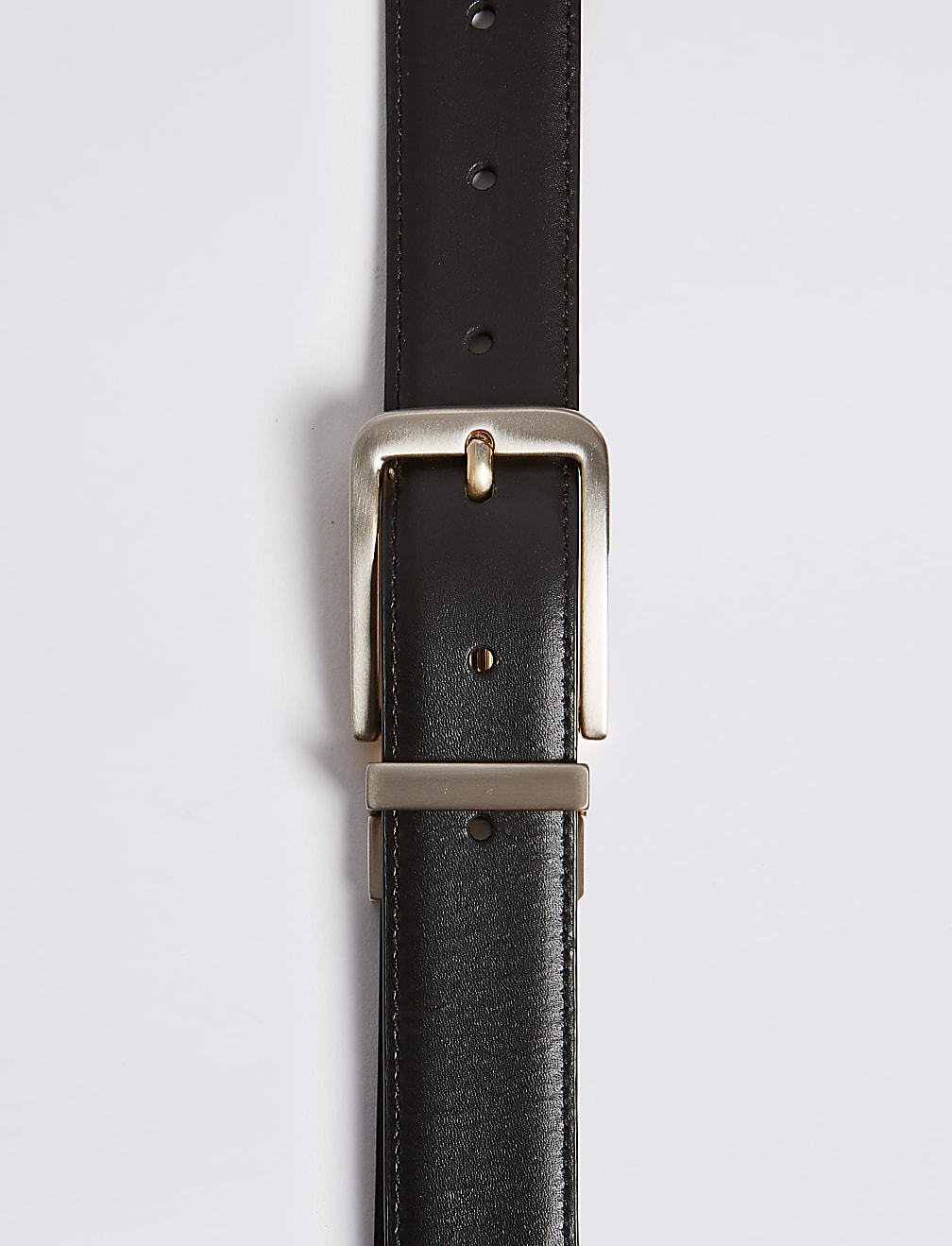 Leather Rectangular Buckle Reversible Belt