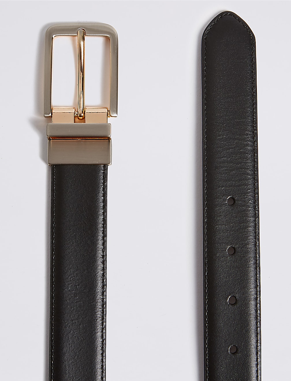 Leather Rectangular Buckle Reversible Belt