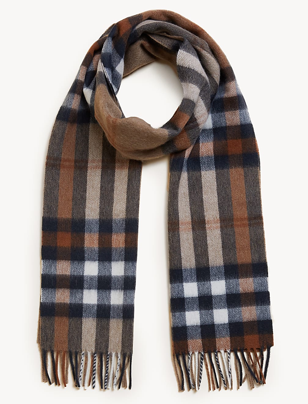 Pure Merino Wool Checked Scarf