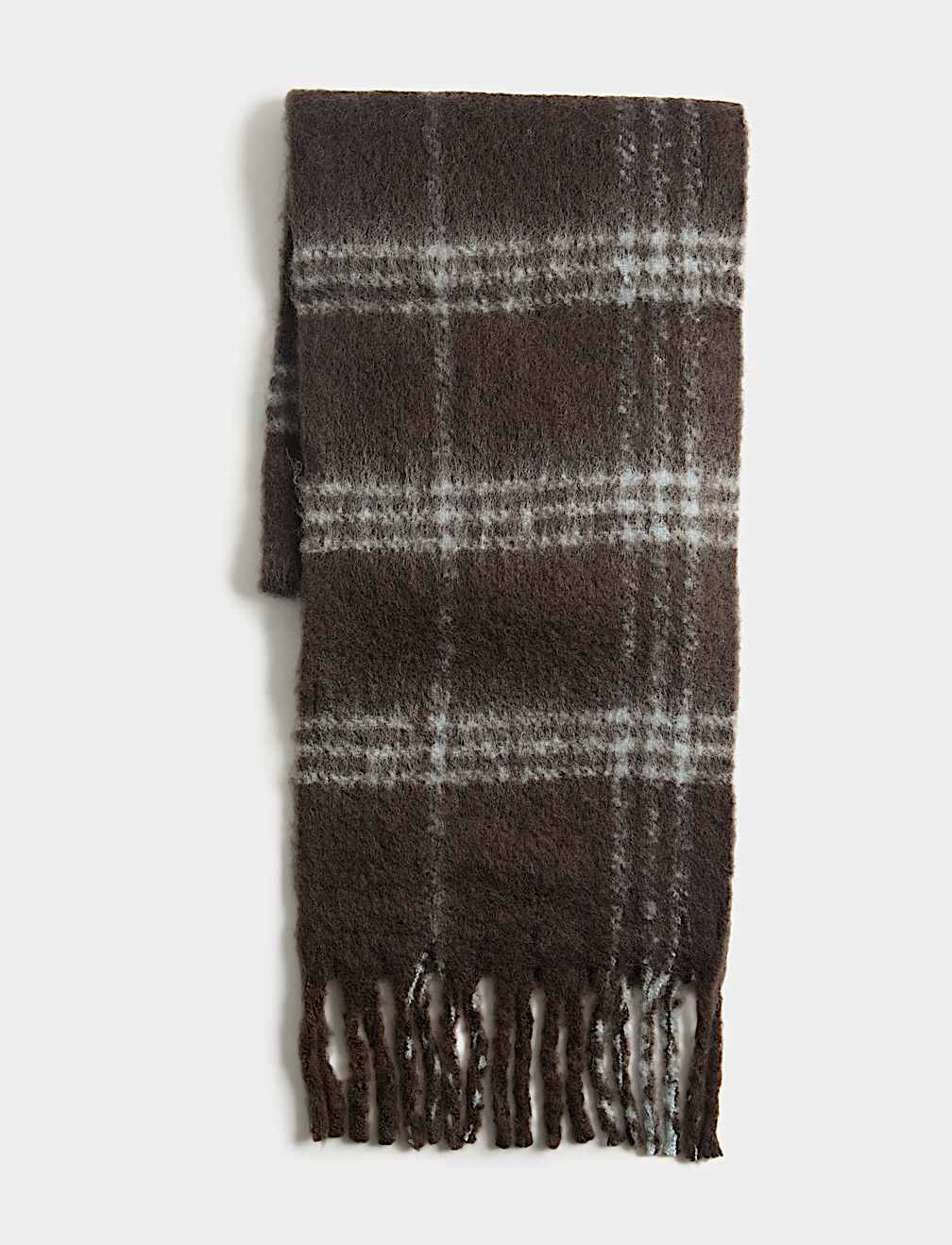 Chunky Checked Scarf with Wool