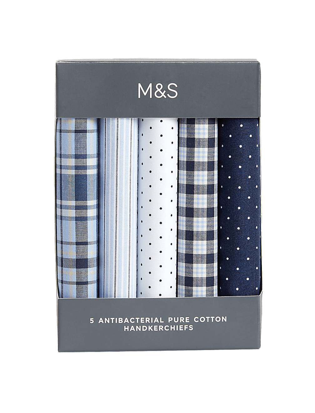 5pk Antibacterial Pure Cotton Handkerchiefs