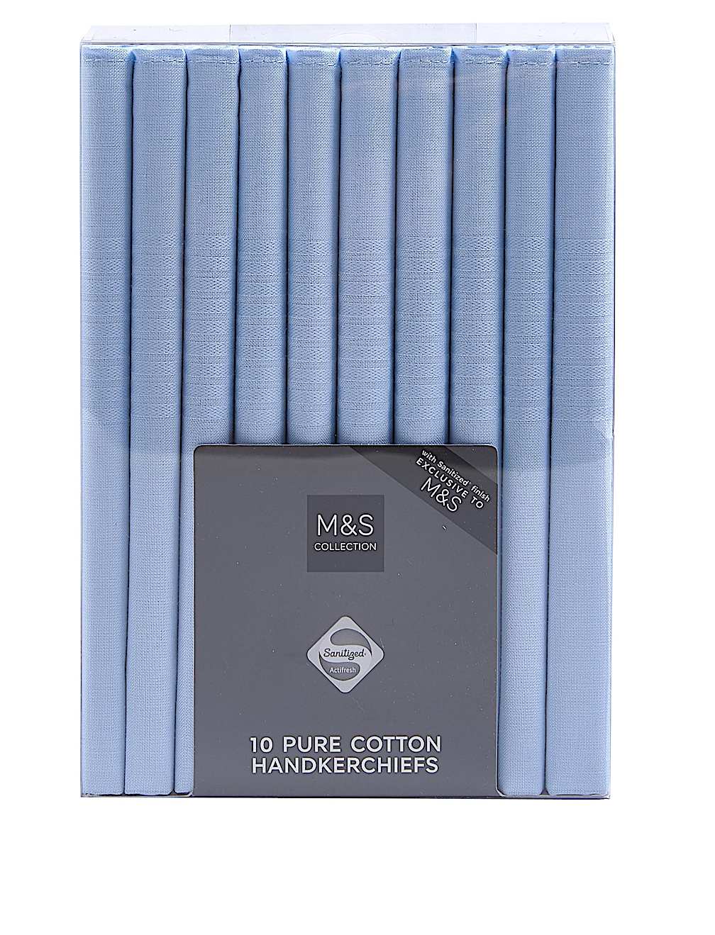 10pk Antibacterial Pure Cotton Handkerchiefs with Sanitized Finish®