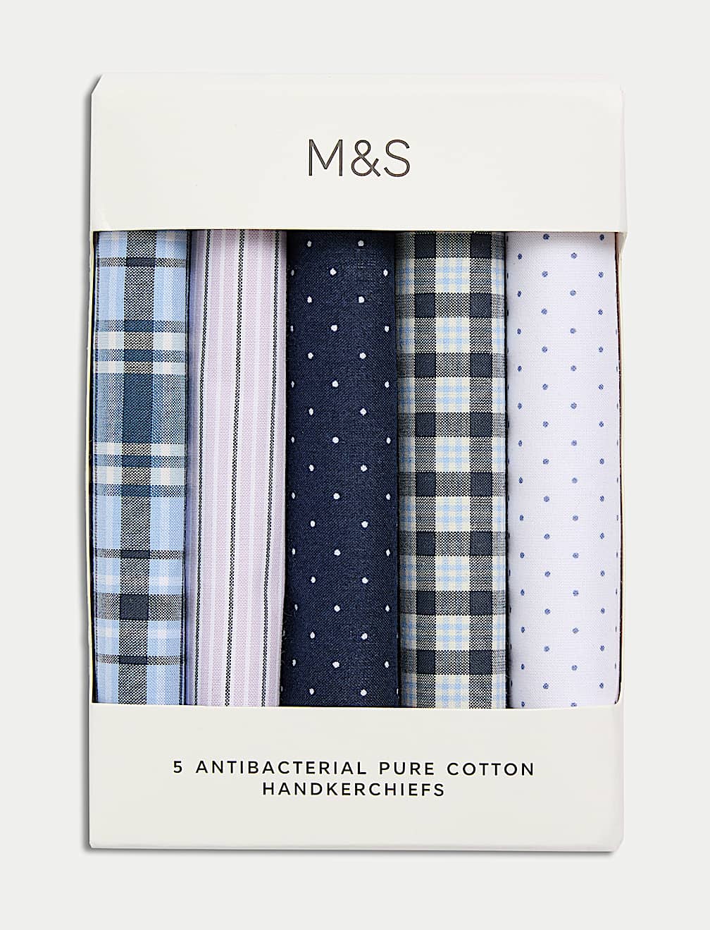 5pk Pure Cotton Patterned Handkerchiefs
