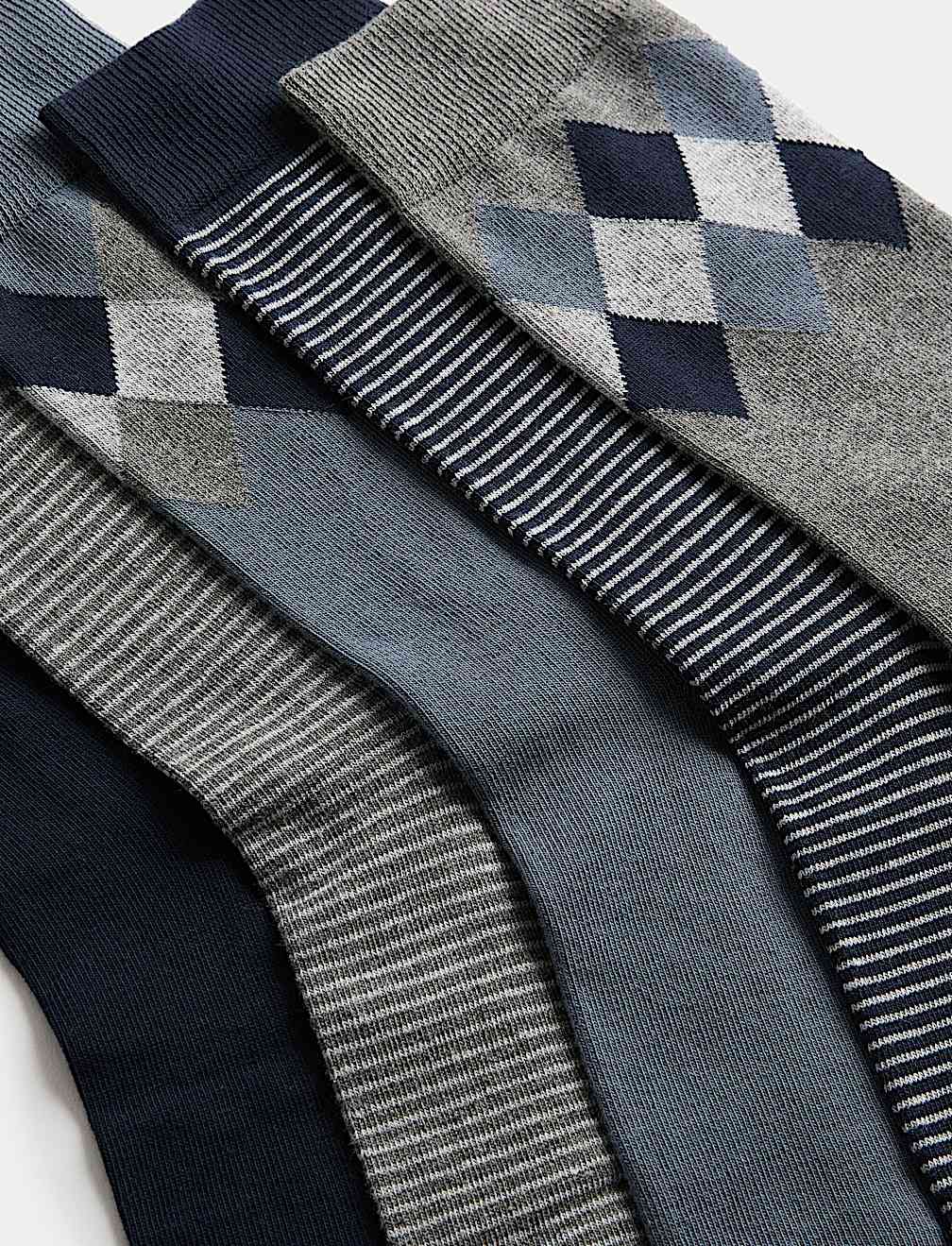 5 Pack Cool & Fresh&trade; Argyle Cotton Rich Socks