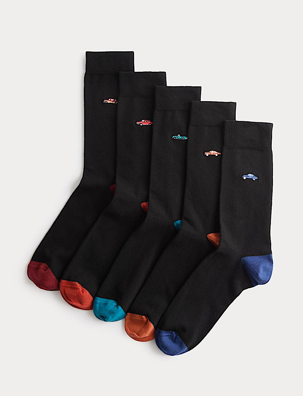 5 Pack Cool & Fresh&trade; Vintage Car Cotton Rich Socks