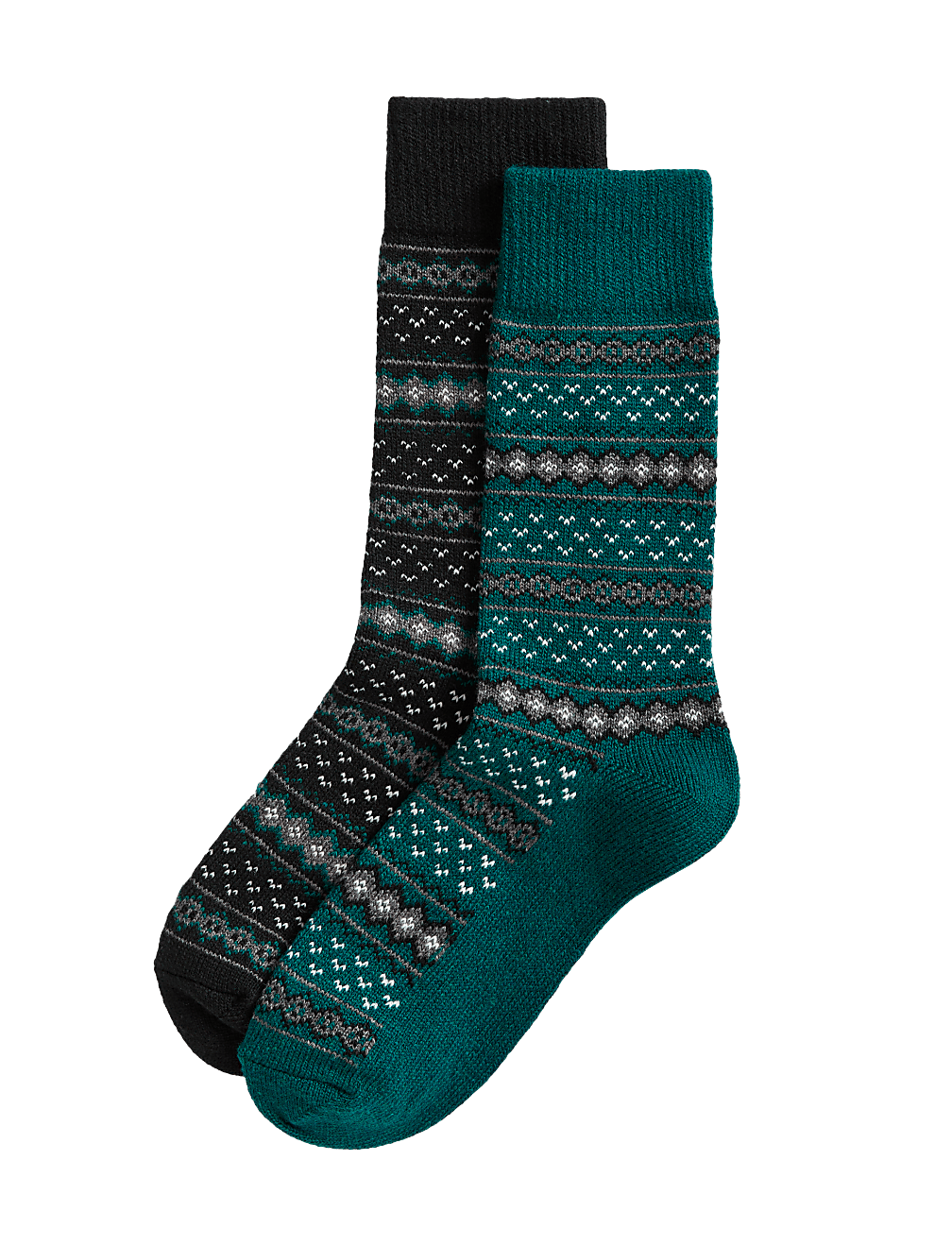 2pk Fair Isle Boot Socks