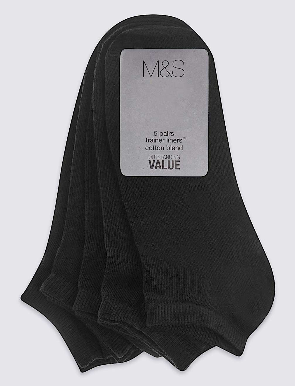5 Pack Cotton Blend Trainer Liner Socks