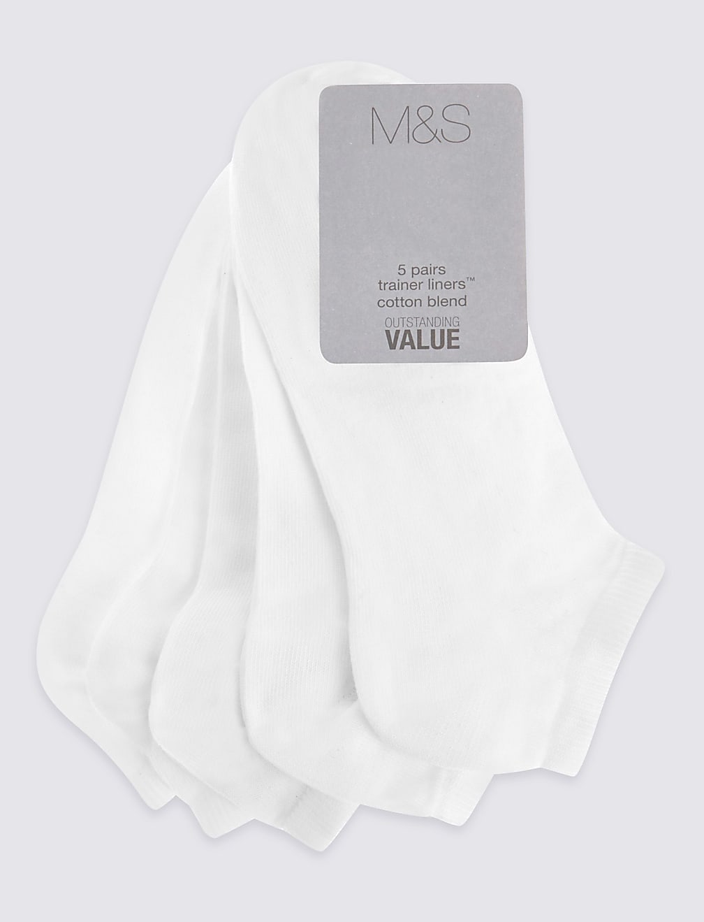 5 Pack Cotton Blend Trainer Liner Socks