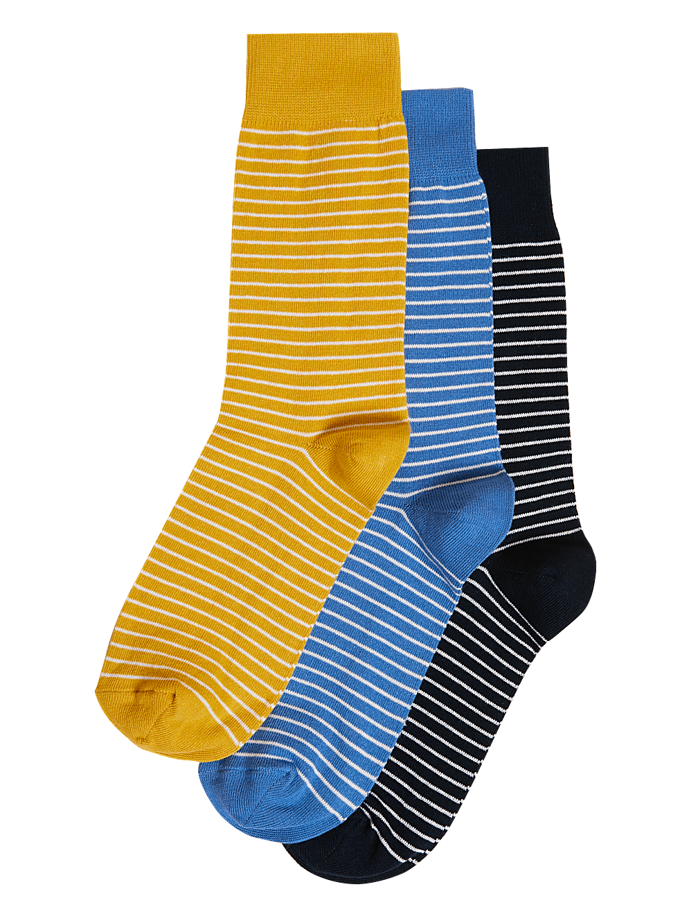 3pk Striped Organic Cotton Rich Socks